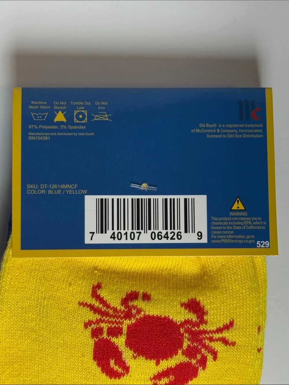 Odd Sox Old Bay Novelty Crew Socks Men’s Shoe Size 6-12